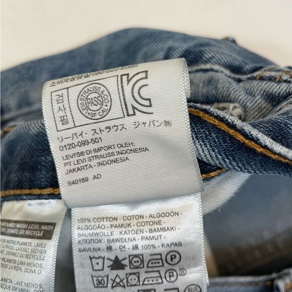 Levi’s 505 Denim Jeans Men Size 32 x 30 Blue Distressed Paint Tag Size 34 x 34 - Picture 10 of 13